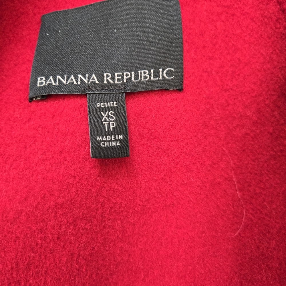 BANANA REPUBLIC Mid Length Lightweight Ultra Red Relaxed Wool Top Coat. Size XS - Picture 11 of 16
